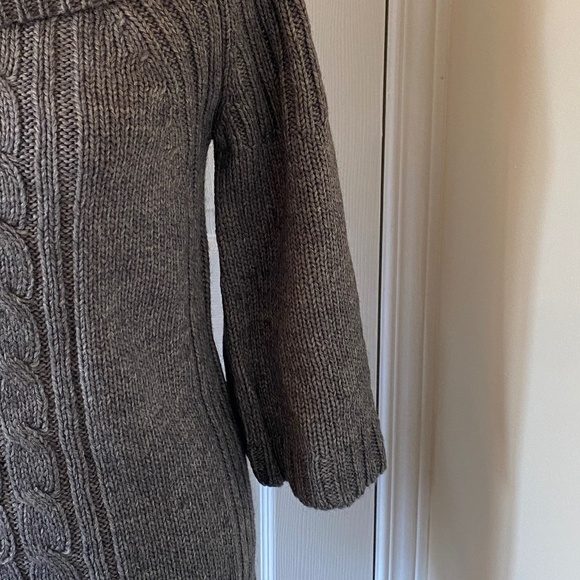 Joe Chunky Grey Sweater with Cowl Neck/Turtleneck and 3/4 Bell Sleeves, Size S - Picture 4 of 10